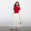 【07/16新品】熙世界100%天丝斜肩挂脖短袖t恤女小众设计短袖红色体恤别致上衣 商品缩略图2