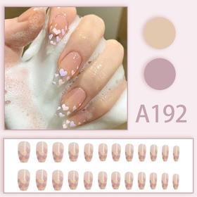 A192 爱心芭蕾穿戴美甲片【赠胶水】可拆卸假指甲贴片美甲片成品网红新娘舞蹈美甲贴片