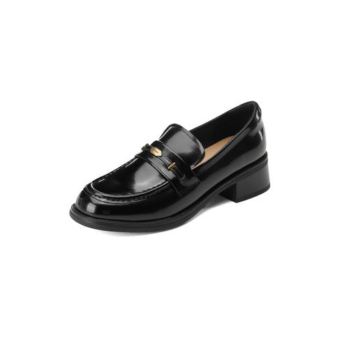 【秋季新款】西村名物2025年秋季新款小圆通头舒软粗跟防滑低跟深口单鞋乐福鞋T25CM38861 商品图10