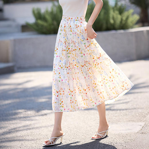 【专属特价】熙世界法式褶皱方领碎花连衣裙女2025夏日新款气质特别漂亮掐腰裙 商品图3