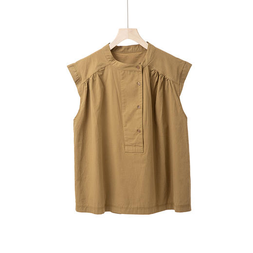 百褶设计感无袖衬衫 商品图1