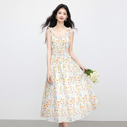 【专属特价】熙世界法式碎花吊带连衣裙女夏季新款收腰显瘦甜美气质度假风长裙 商品图4