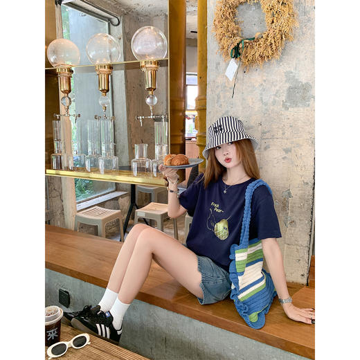 <曾小咸推荐>梨子印花短袖T恤夏宽松圆领上衣 商品图3