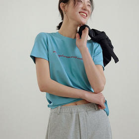 澄鱼生活瓦尔登湖蓝字母印花T恤  显白显瘦  优雅气质  夏日常备款  百搭时髦