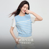 【专属特价】熙世界蓝白条纹针织衫女薄款设计感短袖拼接圆领上衣2025夏季新款 商品缩略图2