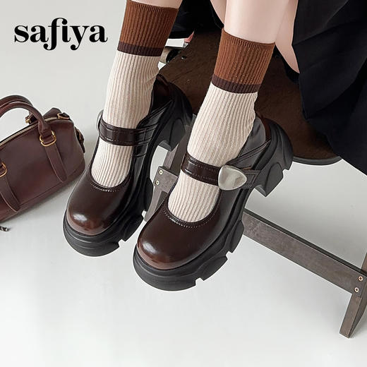 预售|Safiya/索菲娅2025时尚运动厚底增高轻便魔术贴百搭浅口玛丽珍鞋SFD3111174 商品图5