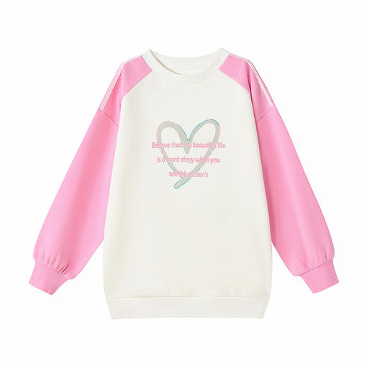 笛莎Deesha 童装女童卫衣2025秋新款女童撞色爱心印花卫衣 商品图4