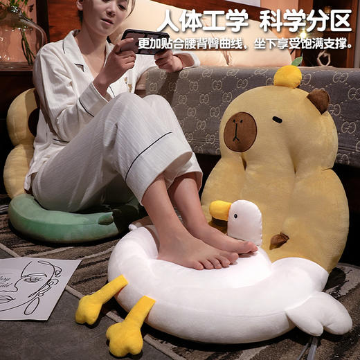 自然醒圆形水豚立体坐垫靠背一体办公室久坐屁垫护腰椅子垫QYL 商品图2