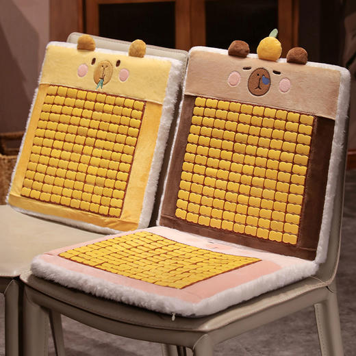 自然醒卡皮巴拉竹席记忆棉坐垫夏季凉席屁垫椅子垫冰垫办公室座垫QYL 商品图9