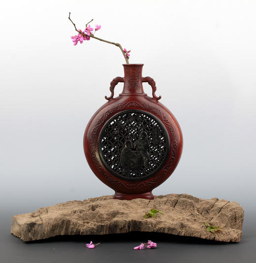 五福平安°酸枝镶紫光檀大花瓶 商品图1