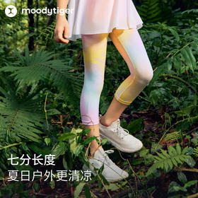 【DR暑假】moodytiger女童25夏新款夏日七分速干运动印花紧身裤52211409