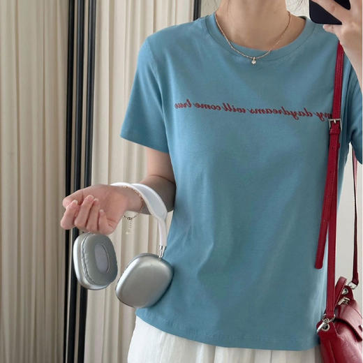 澄鱼生活瓦尔登湖蓝字母印花T恤  显白显瘦  优雅气质  夏日常备款  百搭时髦 商品图1