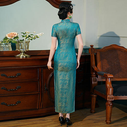 素色提花真丝旗袍WXG-C-33 商品图4