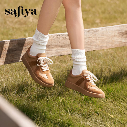 预售|Safiya/索菲娅2025秋冬美拉德复古休闲轻便时尚百搭平底德训鞋SFD3112094 商品图2
