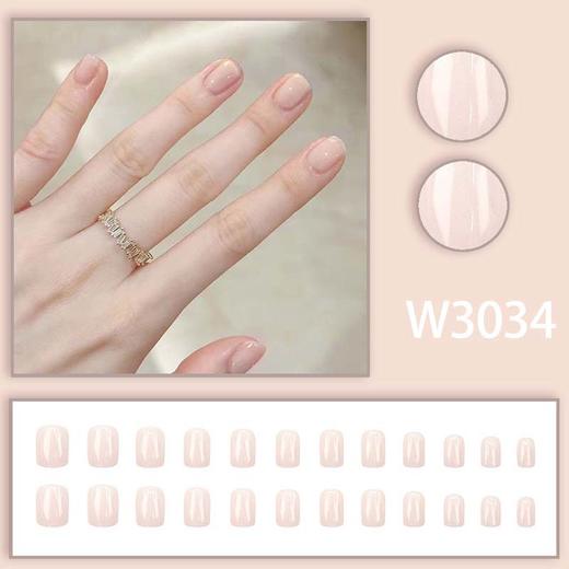 W3034【果冻胶】穿戴甲美甲片简约跳色冰透红棕美甲渐变显白气质穿/盒 商品图0
