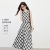 【专属特价】熙世界复古黑白格子半身裙女夏季新款高腰休闲中长款百褶A字伞裙 商品缩略图1