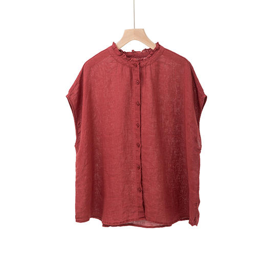 亚麻木耳领上衣 商品图1