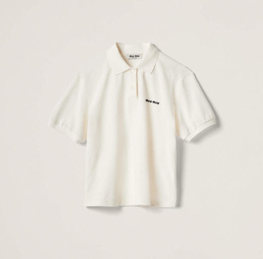 MIU-T 徽标刺绣珠地棉Polo衫 商品图5
