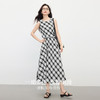 【专属特价】熙世界复古黑白格子半身裙女夏季新款高腰休闲中长款百褶A字伞裙 商品缩略图2