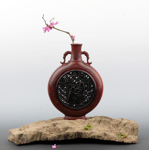 五福平安°酸枝镶紫光檀大花瓶 商品图2