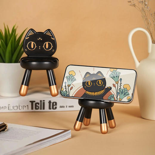 大英博物馆巴斯特萌猫手机支架桌面小板凳2025新款小椅子小巧便携可爱 商品图1