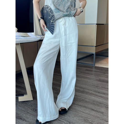 2507305     2色 亚麻抽绳裤 商品图5