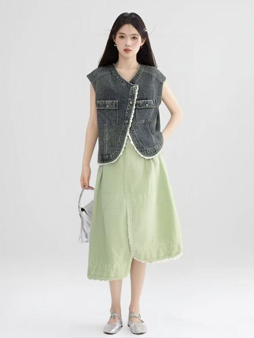 实物超好看【时装系列】ME TOWN'S （三季可穿）R332超好看蕾丝边牛仔马甲M1-2-喜出 商品图1