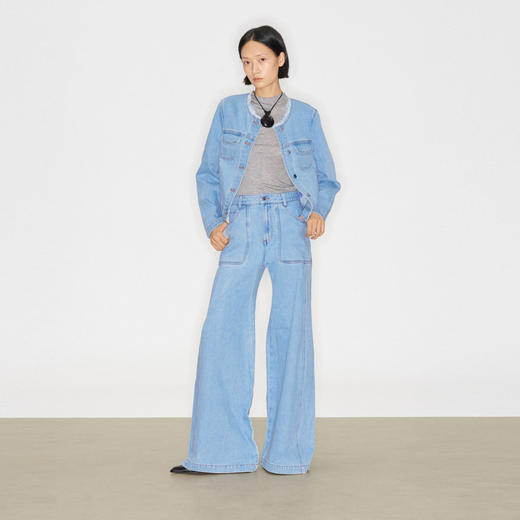 lost in echo2024夏季新款宽松休闲浅色阔腿牛仔裤拖地显瘦裤子女 商品图1