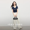 【07/16新品】熙世界美式运动风撞色字母V领T恤女短袖小个子正肩上衣2025夏新款 商品缩略图2