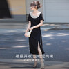 【专属特价】熙世界赫本风蕾丝花边领连衣裙女2025夏新款法式开叉显瘦小黑裙子 商品缩略图2