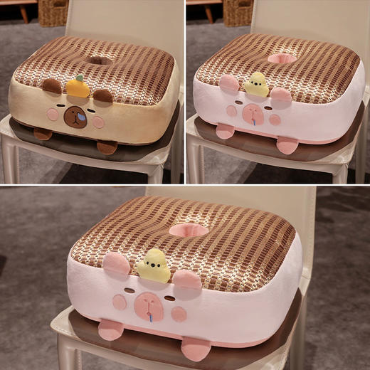 自然醒卡皮巴拉冰藤蒲团坐垫夏季学生教室板凳屁垫藤席垫汽车椅垫QYL 商品图7