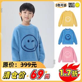 SMILEY WORLD秋装爆款印花毛衣针织圆领上衣套头保暖S23435M313