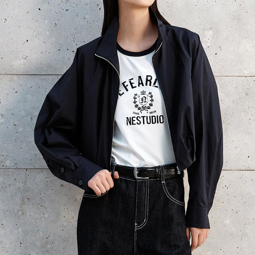 NEELLY纳俪商场同款秋季新款设计感美式夹克女时尚短款气质上衣N25072C01040 商品图2
