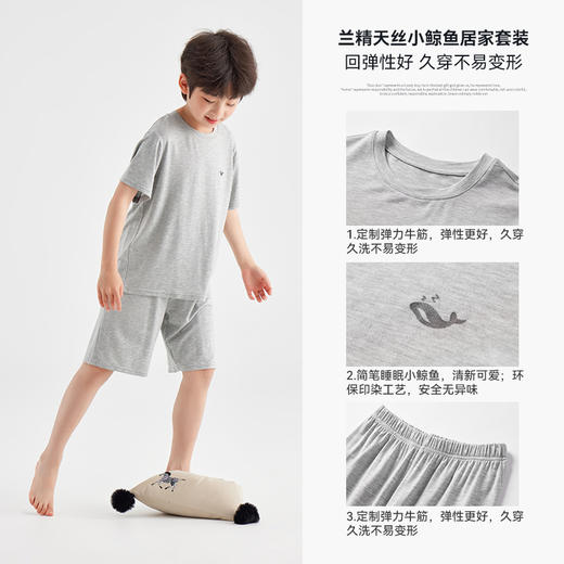 【团购价79.9】多多家男童家居服套装兰精进口天丝夏季2025新款儿童亲肤睡衣男孩10775 商品图2