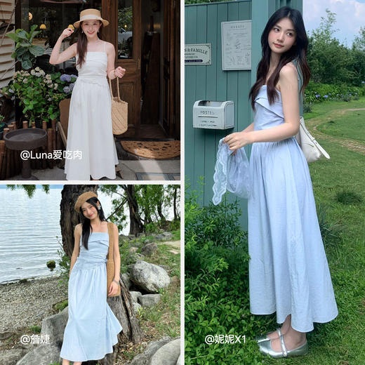 森马连衣裙女简约度假风吊带裙时尚2025夏新款法式优雅茶歇裙温柔 商品图4