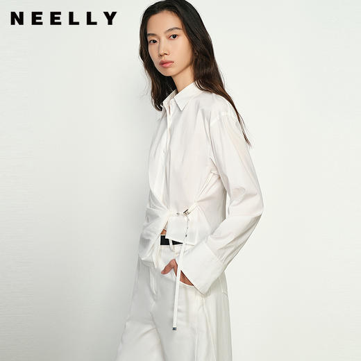 NEELLY纳俪商场同款春季新款时尚个性百搭款上衣女宽松显瘦衬衫N25074B04570 商品图0
