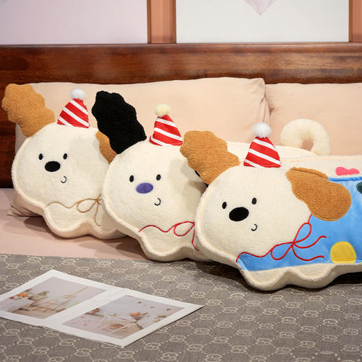 自然醒压片翘耳小狗长条睡觉抱枕女生睡觉专用床上侧睡枕头沙发腰靠床头靠垫QYL 商品图8