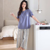 睡衣女夏季拉架纯棉短袖七分裤休闲家居服舒适夏天青年带胸垫套装   JL-MZD6857/MZD6858/MZD6859 商品缩略图3