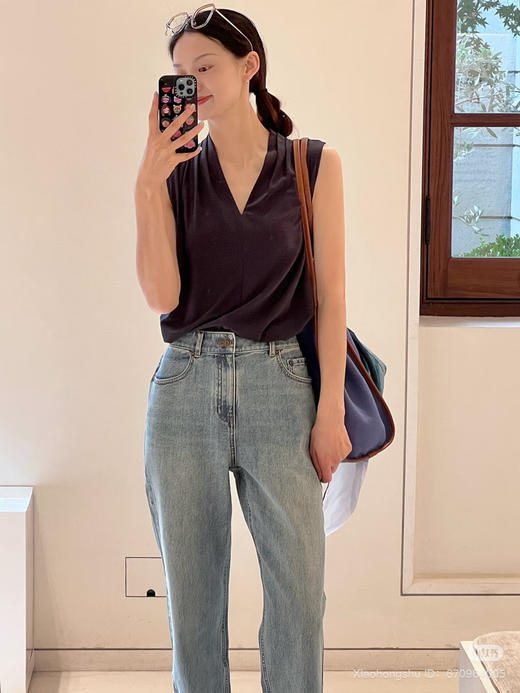 716-2 独家圆正 小禾 夏款 环保水洗 做旧 磨白 锥形小直筒牛仔裤 好穿到泪流满面😭 商品图11