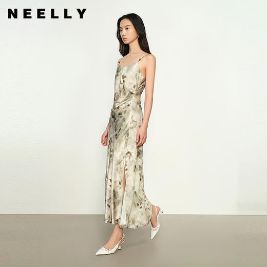 NEELLY纳俪商场同款春季新款简约法式吊带连衣裙女气质收腰A字裙N25074Y04569 商品图0