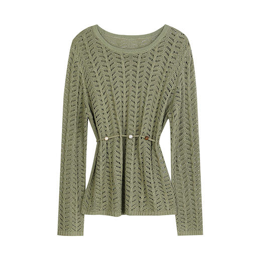 NEELLY纳俪商场同款春季新款显白个性镂空针织衫女气质随性上衣N25074A04567 商品图3