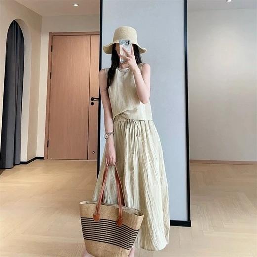 【桔梗紫.扎染套装】褶皱肌理，A字裙+无袖衫可分开穿 商品图4