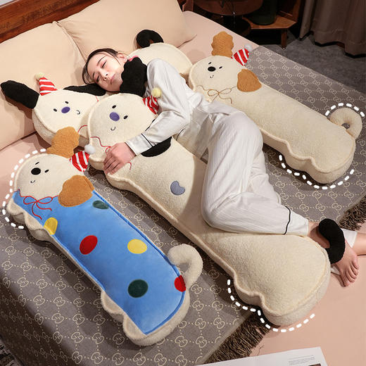 自然醒压片翘耳小狗长条睡觉抱枕女生睡觉专用床上侧睡枕头沙发腰靠床头靠垫QYL 商品图6