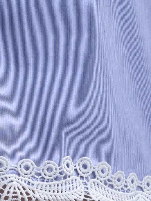 TYNVIE 褶裥过肩蕾丝饰边衬衫 - 蓝白细纹 商品图10