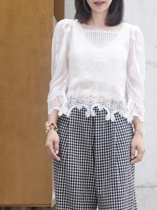 TYNVIE 褶裥过肩蕾丝饰边衬衫 - 白色 商品图11