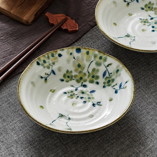 日本进口盘子菜盘家用新款陶瓷餐具日式釉下彩深盘碟子早餐盘千代源花见猫6.5英寸浅钵5件套装 商品图6