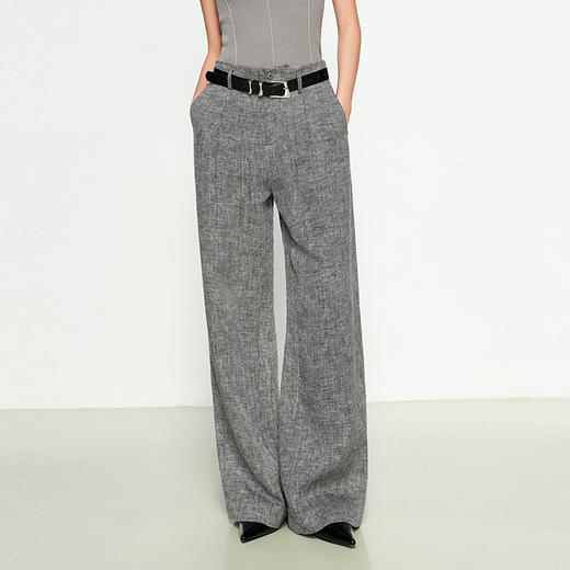 NEELLY纳俪商场同款春季新款简约直筒西装裤女垂坠显瘦阔腿长裤N25074H04553 商品图2