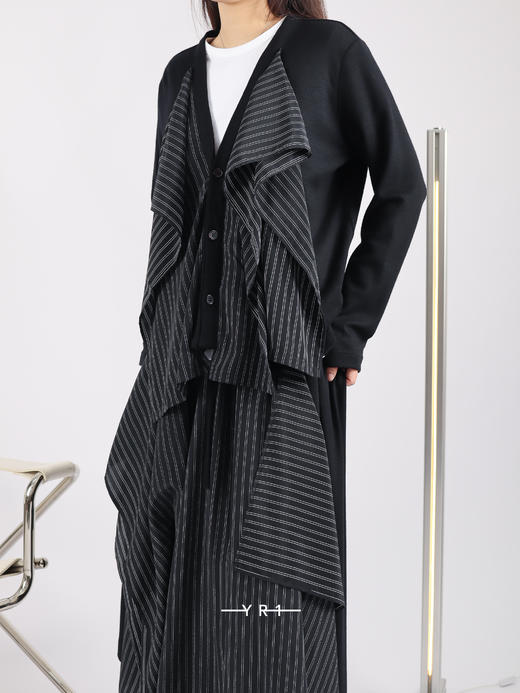 Y's | 拼接条纹门襟针织开衫 商品图0