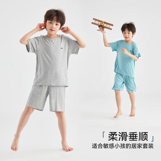 【团购价79.9】多多家男童家居服套装兰精进口天丝夏季2025新款儿童亲肤睡衣男孩10775 商品图1