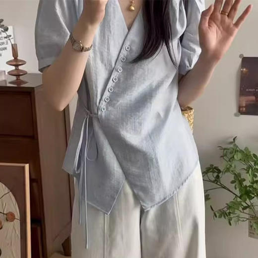 裁缝学苑AS536设计感V领短袖衬衫纸样女装不规则系带小衫打版裁剪样板 商品图3